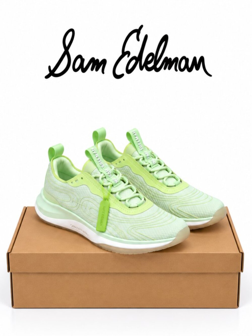 Sam Edelman Miles Womens Sneakers Lime Green Mesh Ortholite Trainers 6.5M